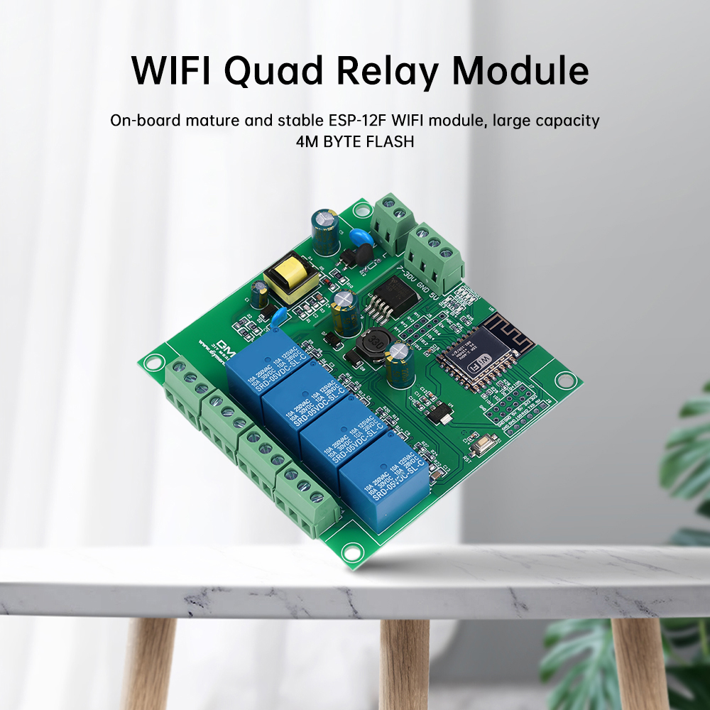 Esp8266 Relay Module - Relaismodule WiFi 4-kanaals ESP8266 Ontwikkelingsbord Spanningsbewakingsrelais